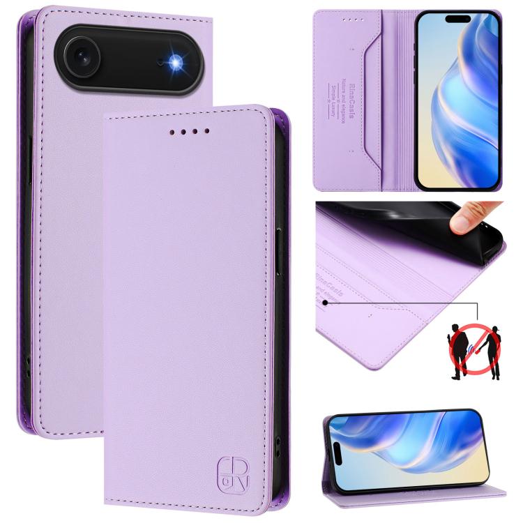 

For iPhone Air RC01 Dual-Folded Magnetic Suction RFID Leather Phone Case(Light Purple)