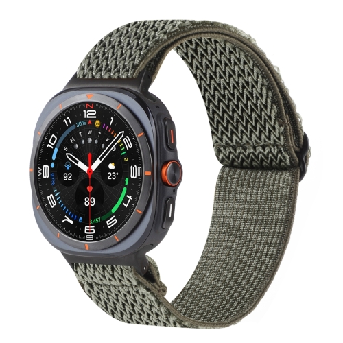 

For Samsung Galaxy Watch Ultra 47mm Wave Pattern Nylon Braided Watch Band(Army Green)