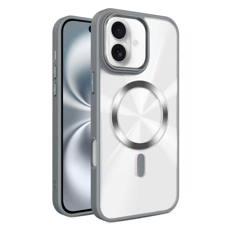 

For iPhone 16 Plus Glaring CD Texture MagSafe Phone Case(Grey)
