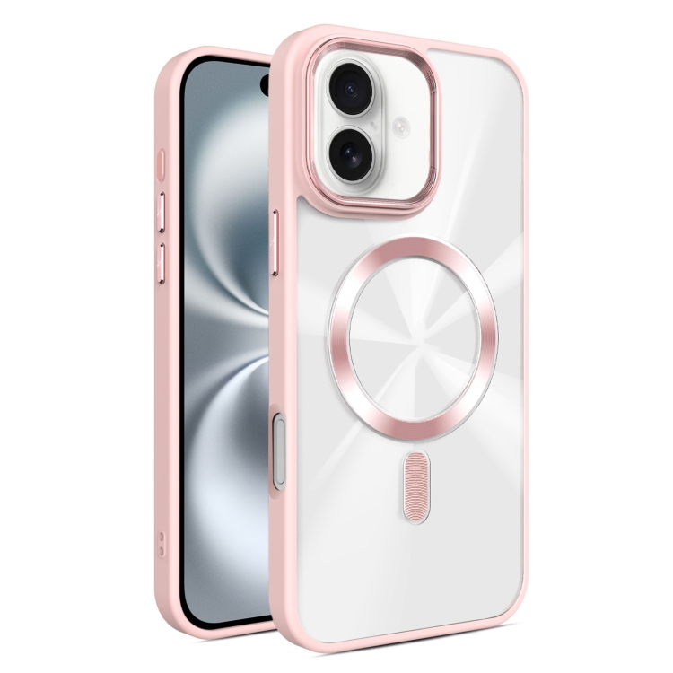 

For iPhone 16 Glaring CD Texture MagSafe Phone Case(Pink)