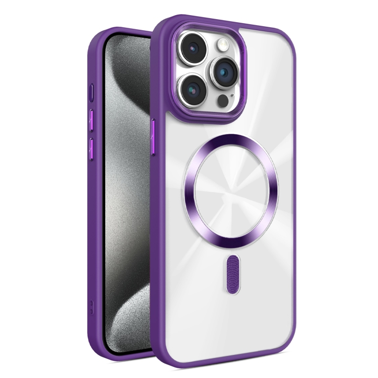 

For iPhone 15 Pro Max Glaring CD Texture MagSafe Phone Case(Deep Purple)