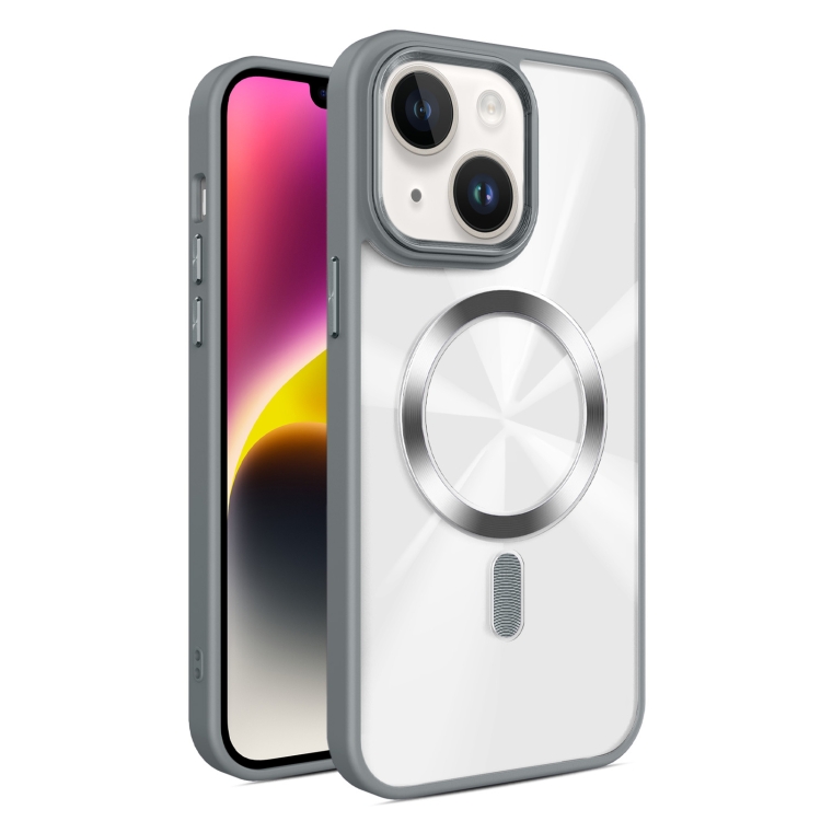 

For iPhone 14 Plus Glaring CD Texture MagSafe Phone Case(Grey)