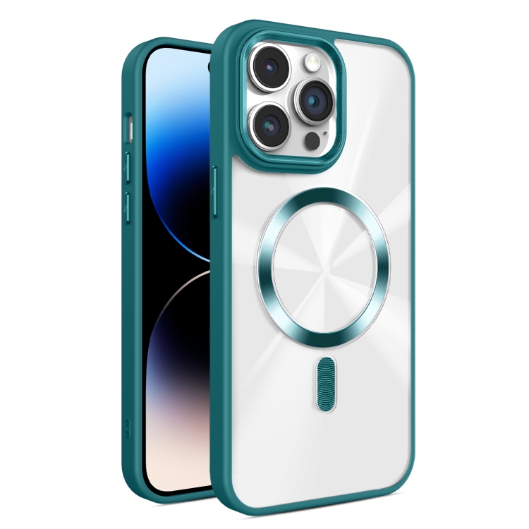 

For iPhone 14 Pro Glaring CD Texture MagSafe Phone Case(Deep Green)