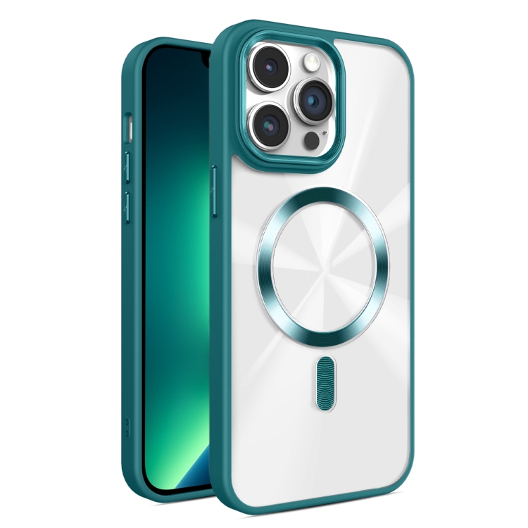 

For iPhone 13 Pro Glaring CD Texture MagSafe Phone Case(Deep Green)