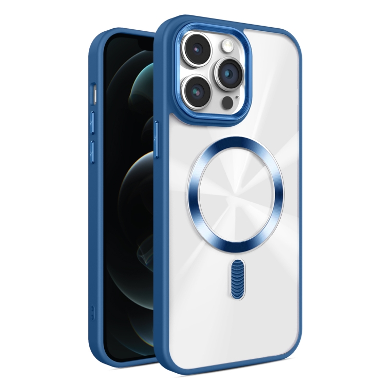 

For iPhone 12 Pro Max Glaring CD Texture MagSafe Phone Case(Royal Blue)