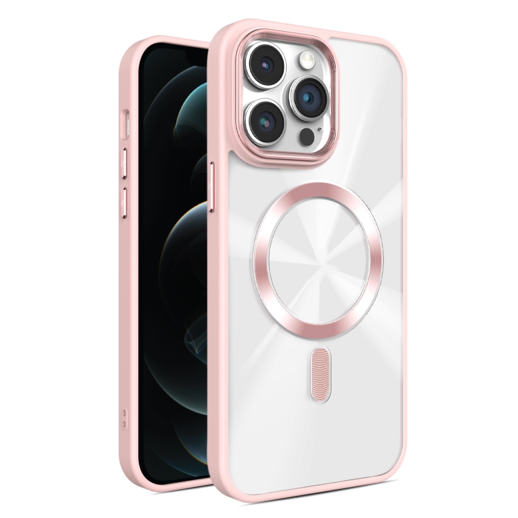 

For iPhone 12 Pro Max Glaring CD Texture MagSafe Phone Case(Pink)