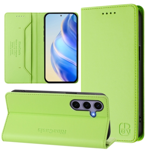 

For Samsung Galaxy S23 FE 5G RC01 Dual-Folded Magnetic Suction RFID Leather Phone Case(Grass Green)