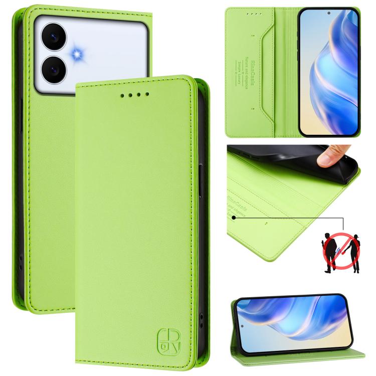 

For Samsung Galaxy S26 Edge 5G RC01 Dual-Folded Magnetic Suction RFID Leather Phone Case(Grass Green)