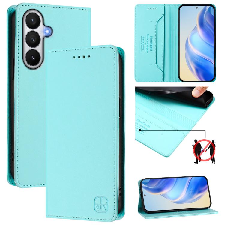 

For Samsung Galaxy S26 Pro 5G RC01 Dual-Folded Magnetic Suction RFID Leather Phone Case(Mint Green)