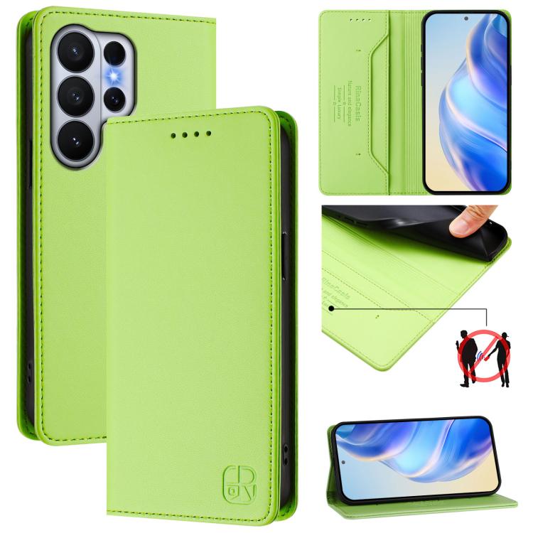 

For Samsung Galaxy S26 Ultra 5G RC01 Dual-Folded Magnetic Suction RFID Leather Phone Case(Grass Green)