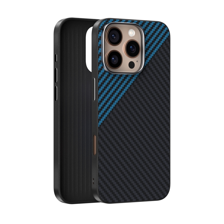 

For iPhone 16 Pro Max ABEEL C Carbon Fiber Series 6D Micro Relief MagSafe Phone Case(Black Blue)