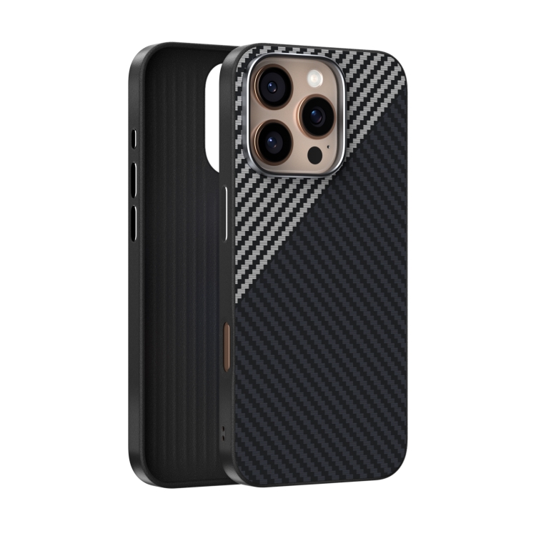 

For iPhone 16 Pro Max ABEEL C Carbon Fiber Series 6D Micro Relief MagSafe Phone Case(Black Grey)