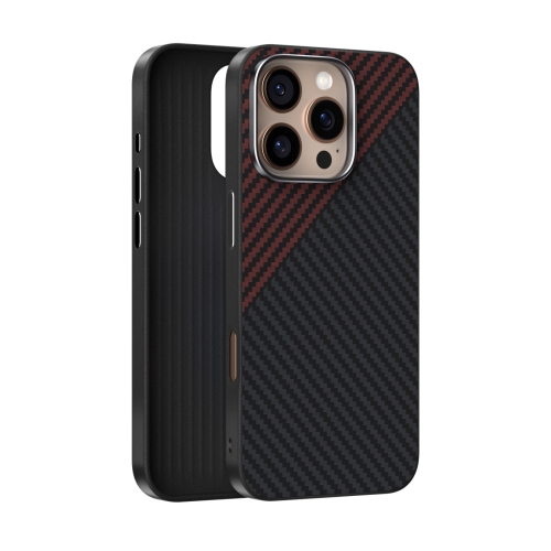 

For iPhone 16 Pro ABEEL C Carbon Fiber Series 6D Micro Relief MagSafe Phone Case(Black Red)