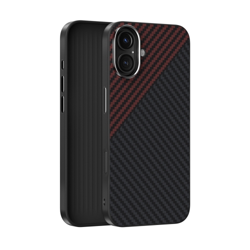 

For iPhone 16 Plus ABEEL C Carbon Fiber Series 6D Micro Relief MagSafe Phone Case(Black Red)