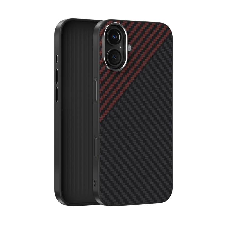 

For iPhone 16 ABEEL C Carbon Fiber Series 6D Micro Relief MagSafe Phone Case(Black Red)