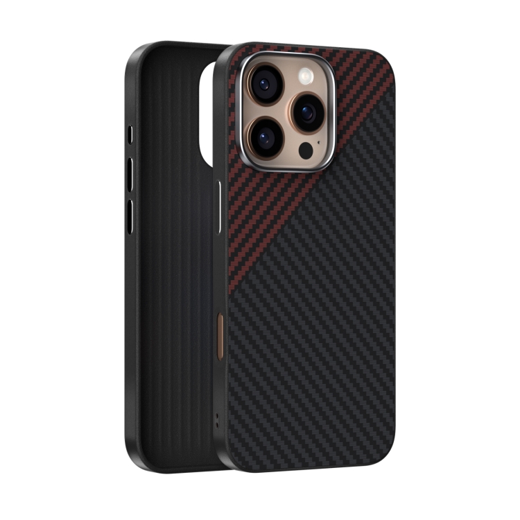 

For iPhone 15 Pro ABEEL C Carbon Fiber Series 6D Micro Relief MagSafe Phone Case(Black Red)
