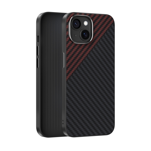 

For iPhone 15 ABEEL C Carbon Fiber Series 6D Micro Relief MagSafe Phone Case(Black Red)