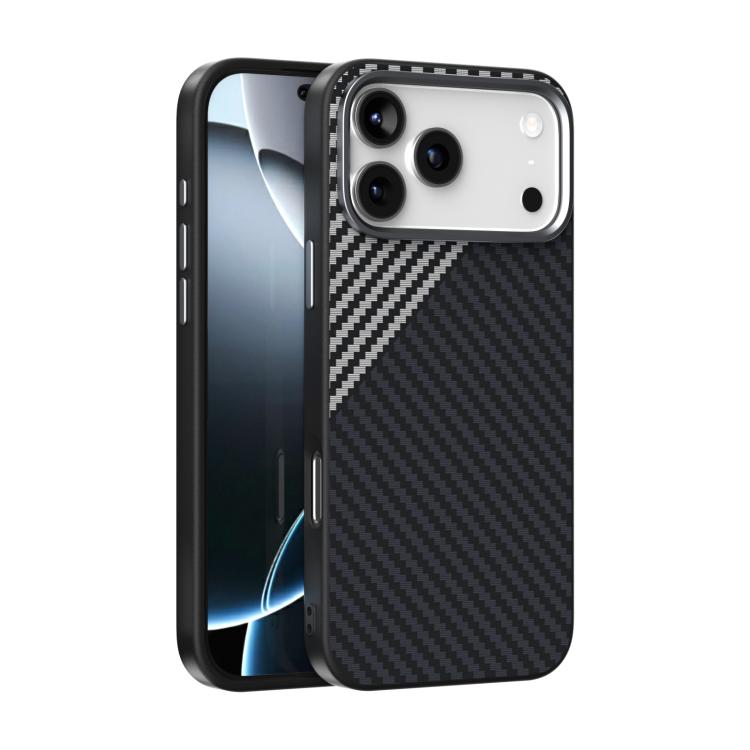 For iPhone 17 Pro ABEEL C Carbon Fiber Series 6D Micro Relief MagSafe Phone Case(Black Grey)