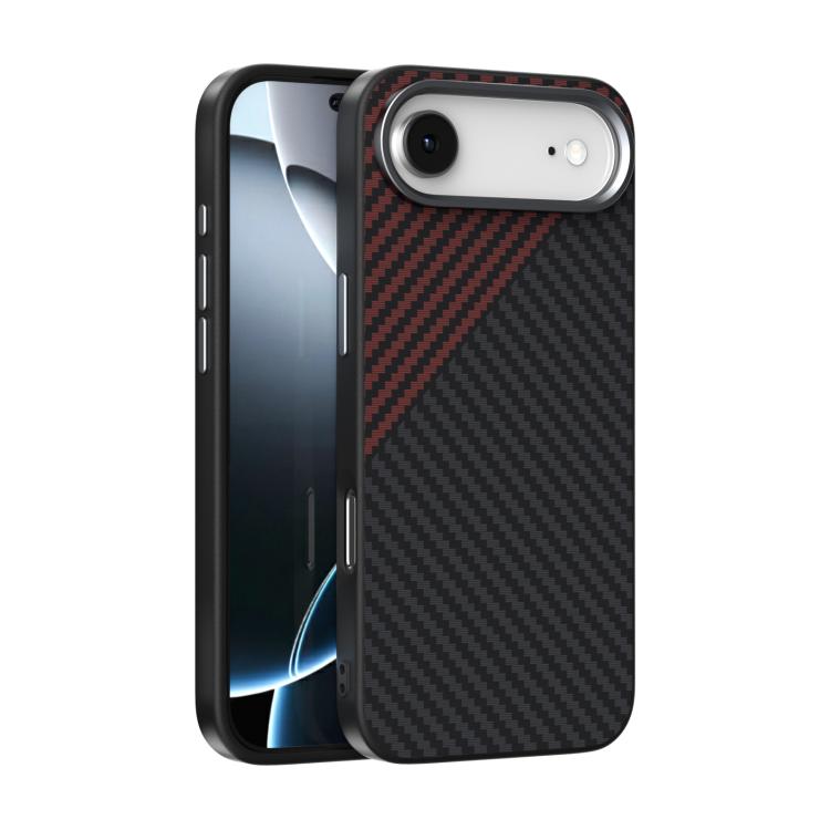 For iPhone Air ABEEL C Carbon Fiber Series 6D Micro Relief MagSafe Phone Case(Black Red)