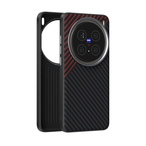 

For vivo X200 Pro ABEEL C Carbon Fiber Series 6D Micro Relief MagSafe Phone Case(Black Red)