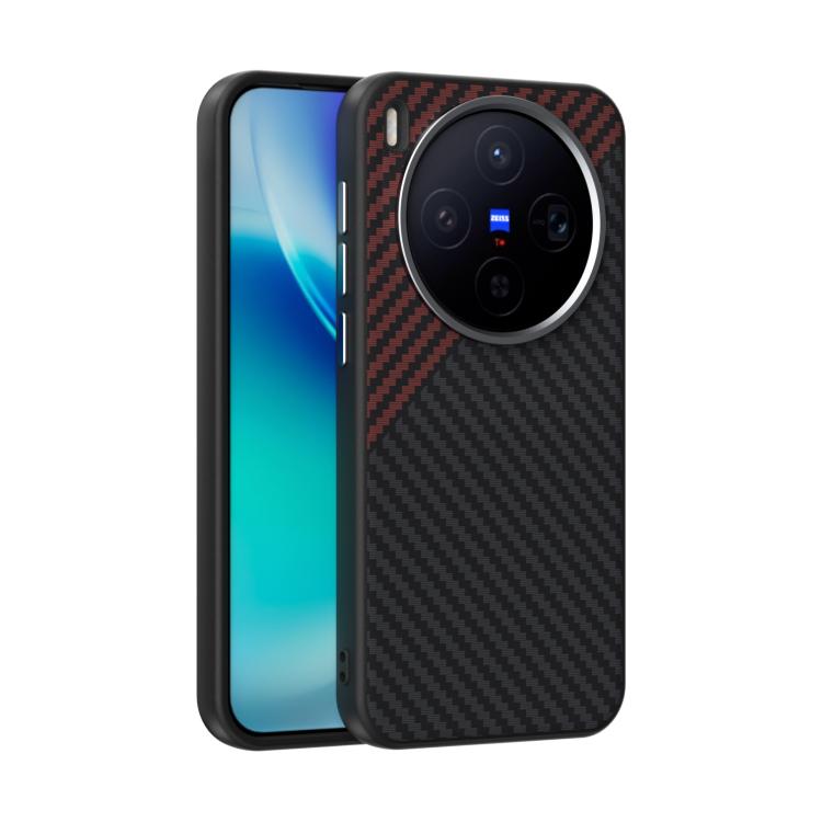 

For vivo X300 ABEEL C Carbon Fiber Series 6D Micro Relief MagSafe Phone Case(Black Red)