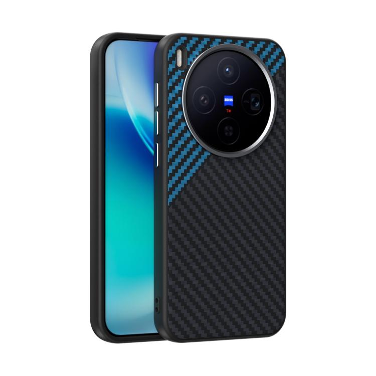 

For vivo X300 ABEEL C Carbon Fiber Series 6D Micro Relief MagSafe Phone Case(Black Blue)