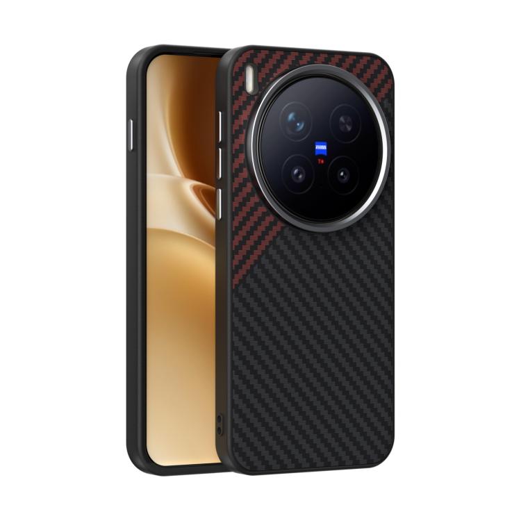

For vivo X300 Pro ABEEL C Carbon Fiber Series 6D Micro Relief MagSafe Phone Case(Black Red)