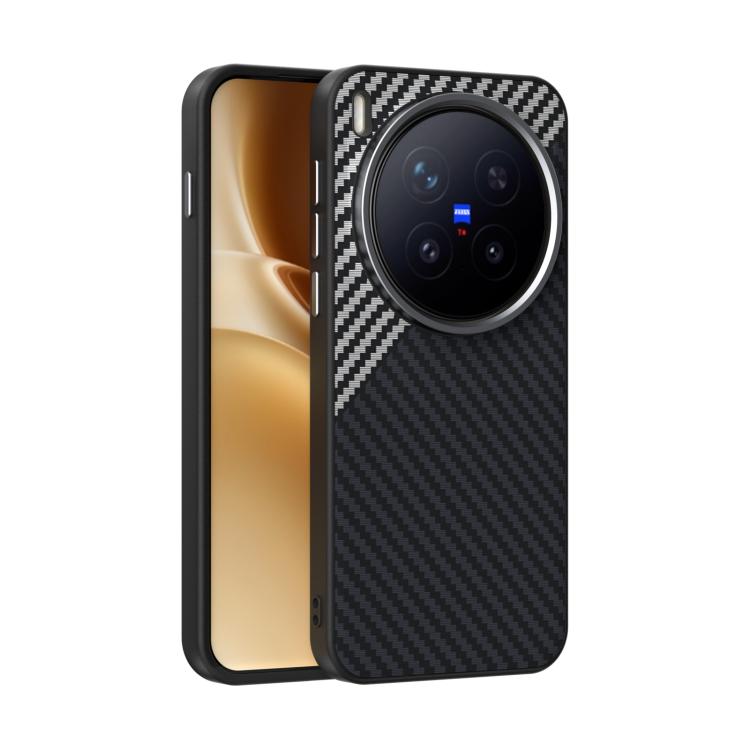 

For vivo X300 Pro ABEEL C Carbon Fiber Series 6D Micro Relief MagSafe Phone Case(Black Grey)