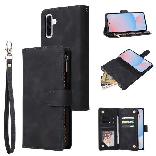 

For Samsung Galaxy A56 5G Multifunctional Frosted Zipper Wallet Leather Phone Case(Black)