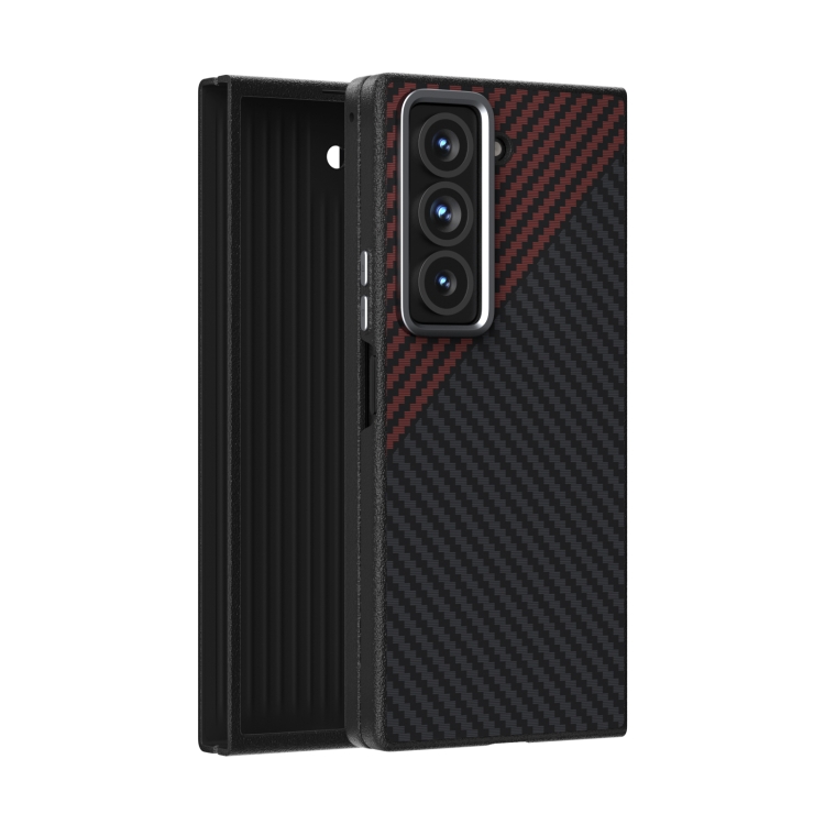 

For Samsung Galaxy Z Fold Special ABEEL C Carbon Fiber Series 6D Micro Relief MagSafe Phone Case(Black Red)