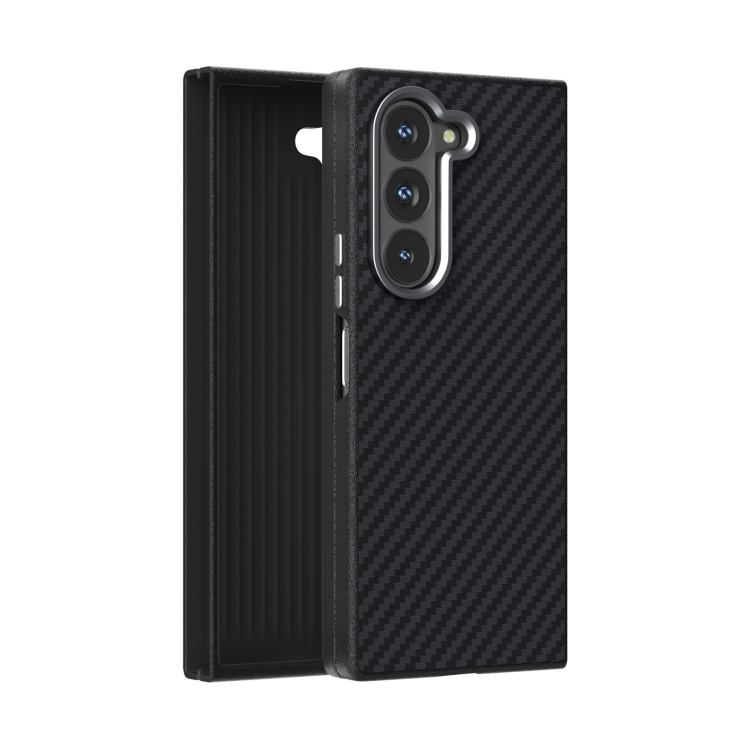 

For Samsung Galaxy Z Fold6 5G ABEEL C Carbon Fiber Series 6D Micro Relief MagSafe Phone Case(Black)