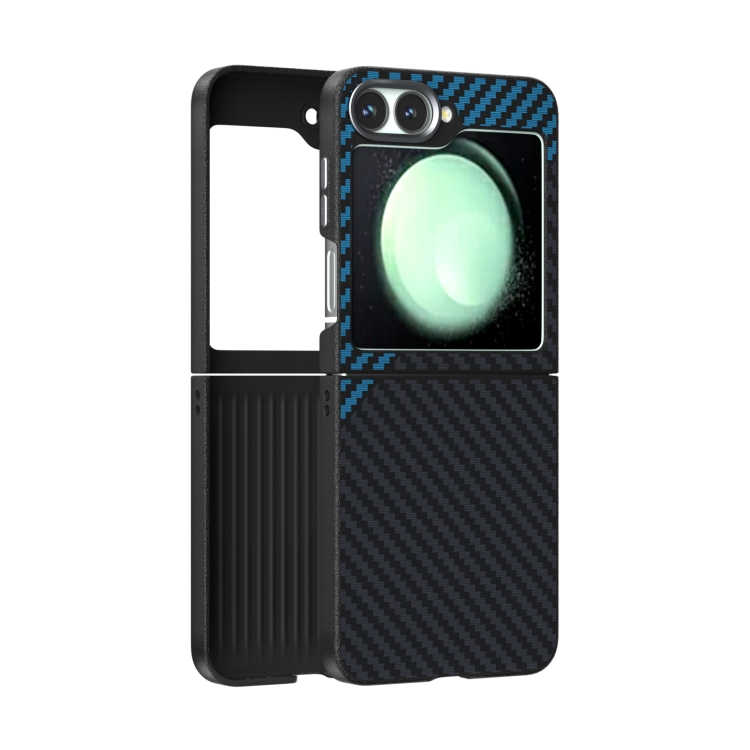 

For Samsung Galaxy Z Flip6 5G ABEEL C Carbon Fiber Series 6D Micro Relief MagSafe Phone Case(Black Blue)