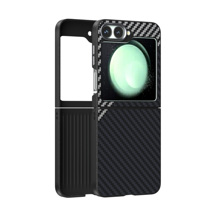 

For Samsung Galaxy Z Flip5 5G ABEEL C Carbon Fiber Series 6D Micro Relief MagSafe Phone Case(Black Grey)