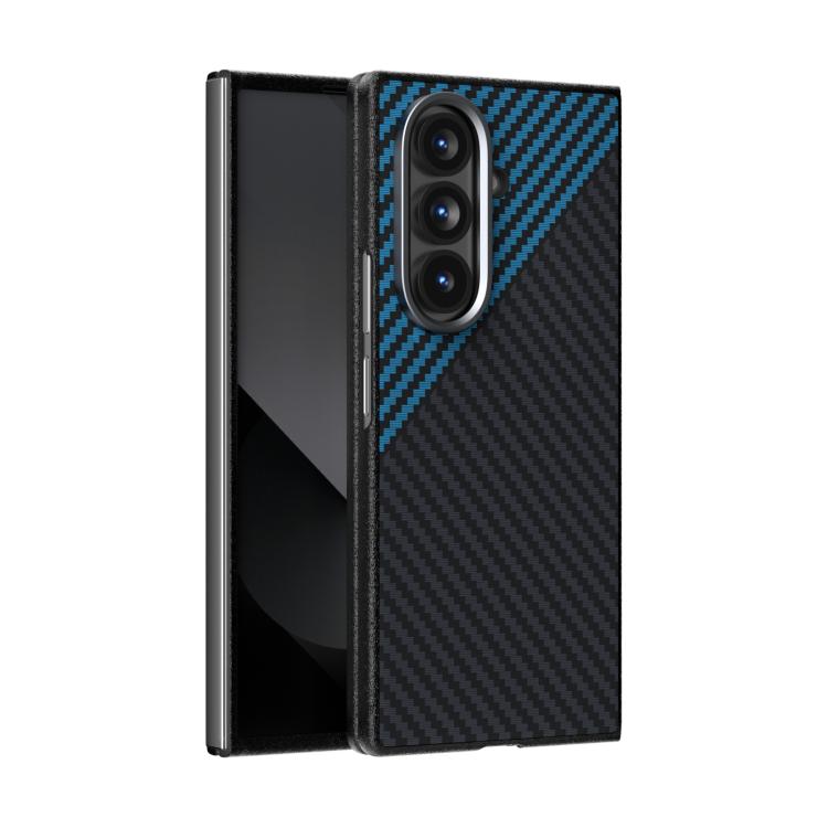 

For Samsung Galaxy Z Fold7 5G ABEEL C Carbon Fiber Series 6D Micro Relief MagSafe Phone Case(Black Blue)