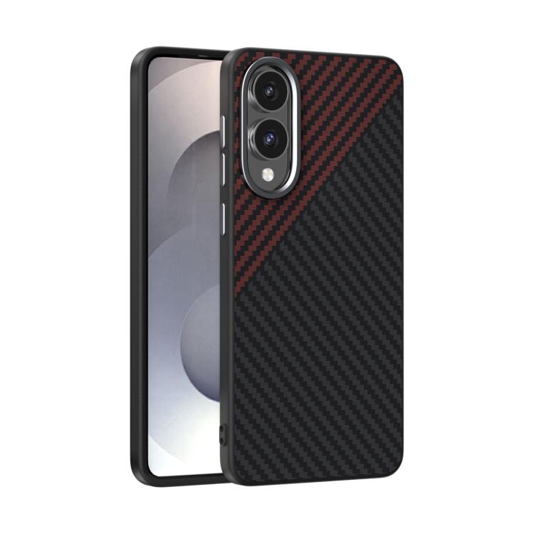 

For Samsung Galaxy S25 Edge 5G ABEEL C Carbon Fiber Series 6D Micro Relief MagSafe Phone Case(Black Red)