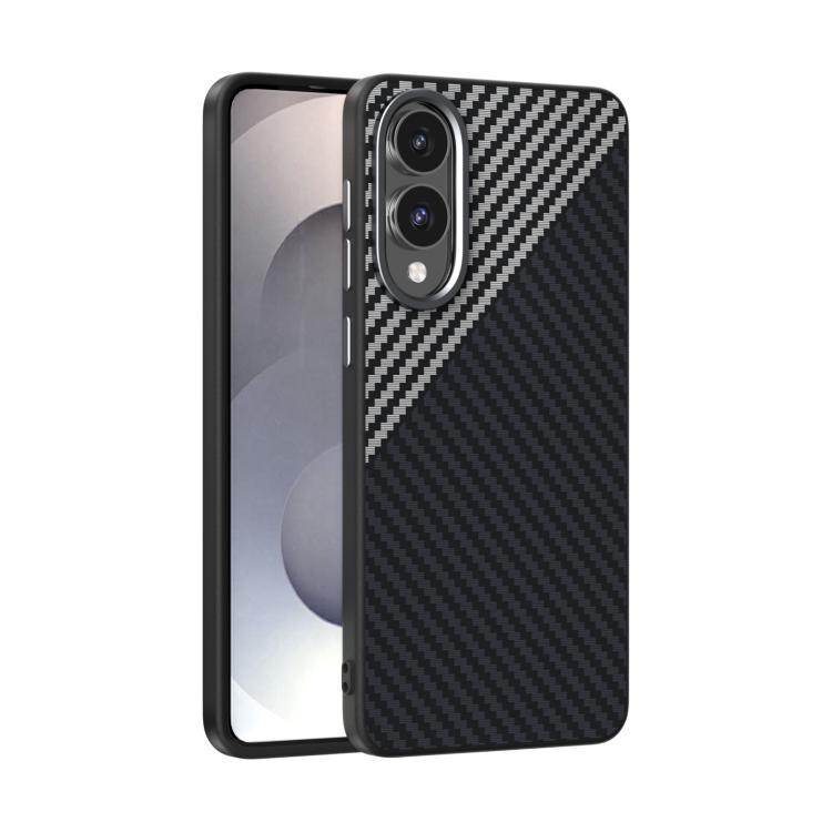 

For Samsung Galaxy S25 Edge 5G ABEEL C Carbon Fiber Series 6D Micro Relief MagSafe Phone Case(Black Grey)