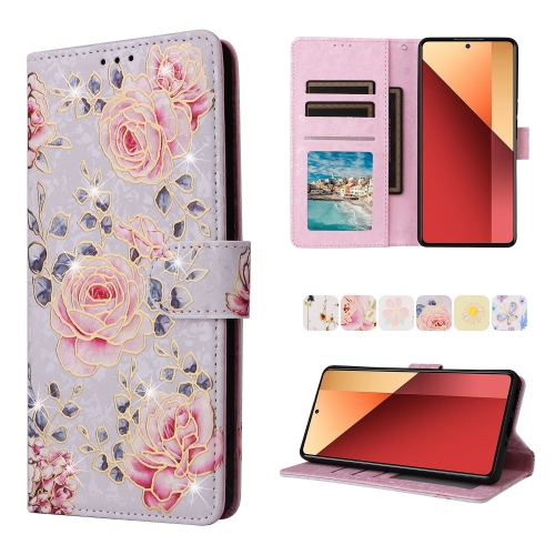 

For Redmi Note 13 Pro 4G Global Bronzing Painting RFID Leather Phone Case(Pastoral Rose)