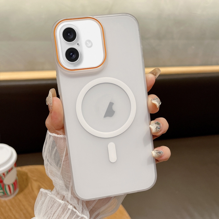 

For iPhone 16 Plus Soft Sandy Skin Feel MagSafe Magnetic PC Phone Case(Transparent)