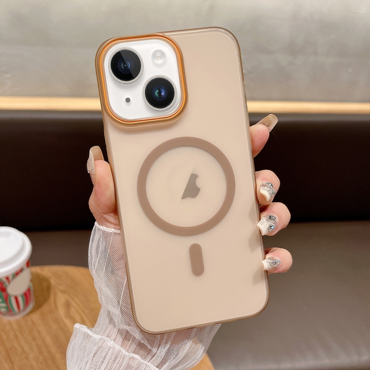 

For iPhone 15 Plus Soft Sandy Skin Feel MagSafe Magnetic PC Phone Case(Desert Gold)