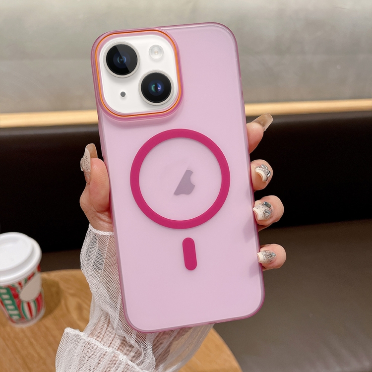 

For iPhone 13 Soft Sandy Skin Feel MagSafe Magnetic PC Phone Case(Rose Pink)