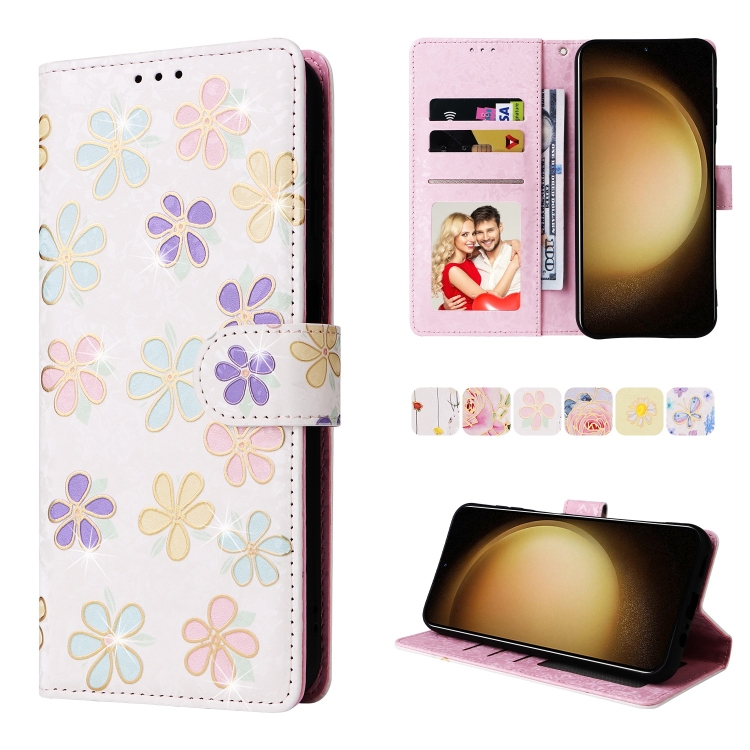 For Galaxy S25+ 5G Bronzing Painting RFID Leather Phone Case(Bloosoming Flower) — купить у Sunsky-online WW