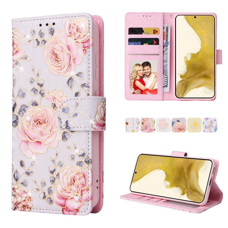 

For Samsung Galaxy S23 5G Bronzing Painting RFID Leather Phone Case(Pastoral Rose)