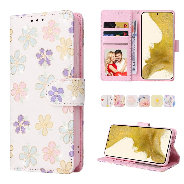 

For Samsung Galaxy S23 5G Bronzing Painting RFID Leather Phone Case(Bloosoming Flower)
