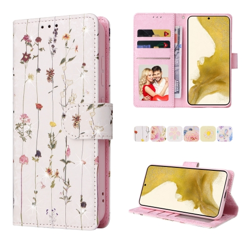 

For Samsung Galaxy S23+ 5G Bronzing Painting RFID Leather Phone Case(Flowers World)