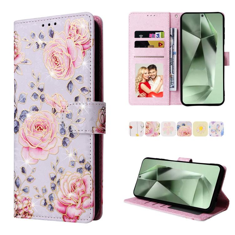 

For Samsung Galaxy S25 FE 5G Bronzing Painting RFID Leather Phone Case(Pastoral Rose)