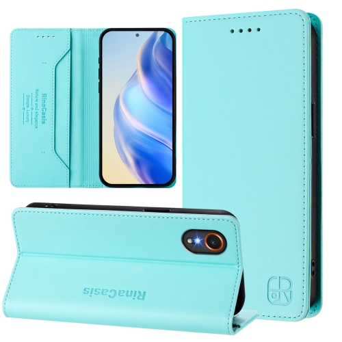 

For Samsung Galaxy XCover 7 5G Global RC01 Dual-Folded Magnetic Suction RFID Leather Phone Case(Mint Green)