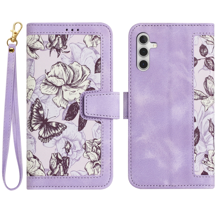 For Samsung Galaxy S25 5G Floral Pattern Leather Phone Case with Lanyard(Light Purple) — купить у Sunsky-online WW