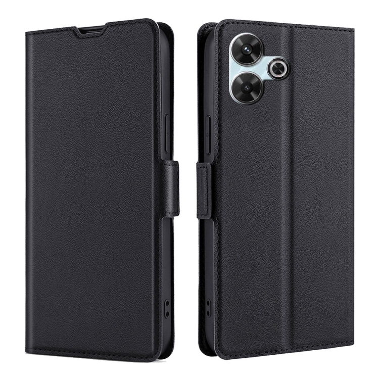

For Redmi 13 4G Ultra-thin Voltage Side Buckle Horizontal Flip Leather Phone Case(Black)