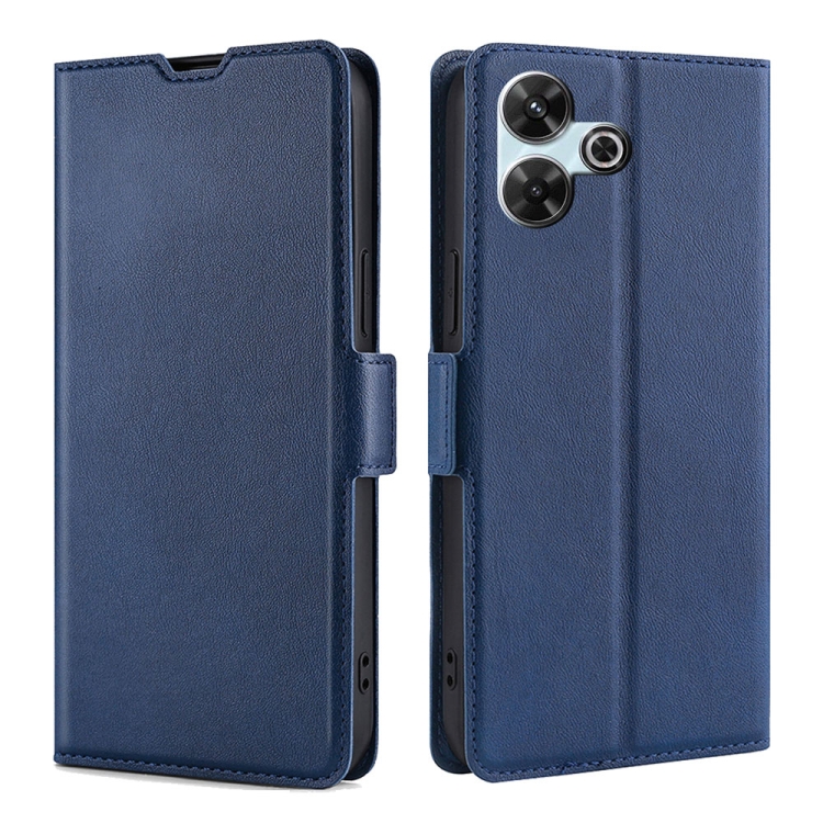 

For Redmi 13 4G Ultra-thin Voltage Side Buckle Horizontal Flip Leather Phone Case(Blue)
