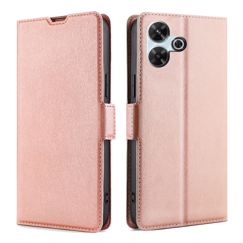 

For Redmi 13 4G Ultra-thin Voltage Side Buckle Horizontal Flip Leather Phone Case(Rose Gold)